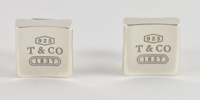 Lot 1512 - TIFFANY & CO; a pair of 925 silver cufflinks,...