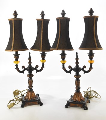 Lot 2325 - A pair of reproduction Art Deco style lamps,...
