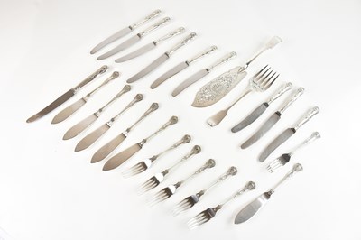 Lot 201 - A collection of silver plated Kings pattern...
