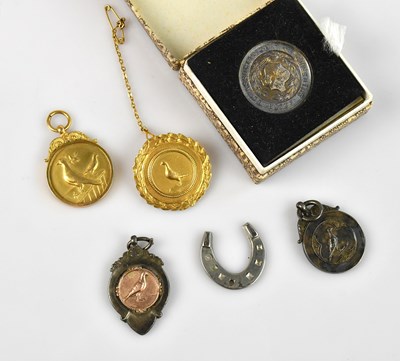 Lot 2255 - Two 9ct yellow gold fob medals, awarded for...