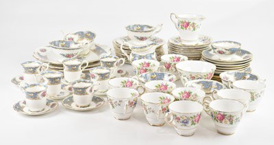 Lot 1275 - COALPORT; a 'Montrose Blue' thirty-four piece...