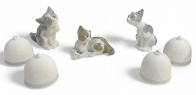Lot 544 - LLADRÓ; four boxed porcelain bell baubles...