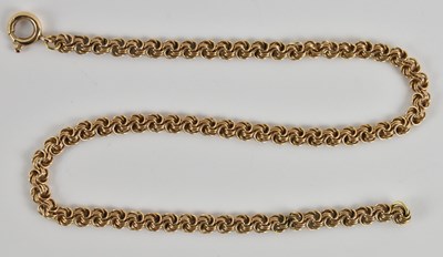 Lot 1373 - A 9ct yellow gold interwoven link necklace,...