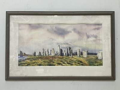 Lot 1419 - ANTHONY COX; watercolour, 'Callanish Stones',...
