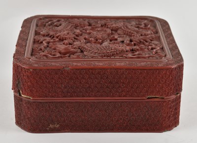 Lot 1054 - A square Chinese cinnabar lacquered trinket...