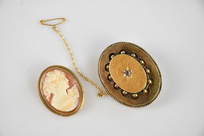Lot 1314 - A Victorian yellow metal diamond set mourning...