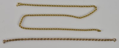 Lot 1412 - A 9ct yellow gold rope twist necklace, length...
