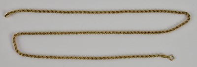 Lot 1416 - A 9ct yellow gold rope twist necklace, with...
