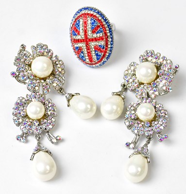 Lot 754 - BUTLER & WILSON; an oval Union Jack diamanté...