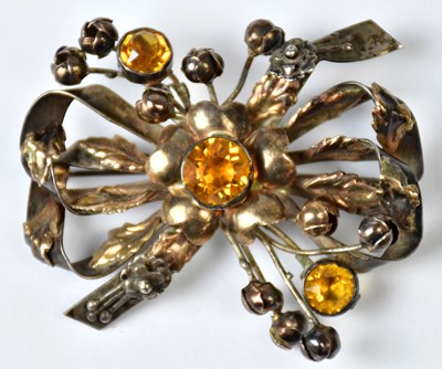 Lot 747 - HOBE; a sterling silver and gold-plated floral...