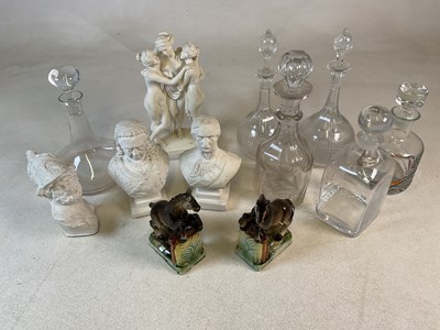 Lot 434 - Six lead crystal glass decanters and four...