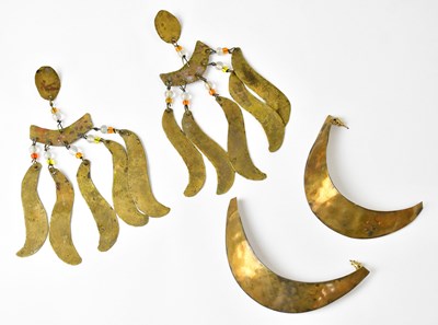 Lot 741 - A pair of c.1960s metal and beaded earrings,...