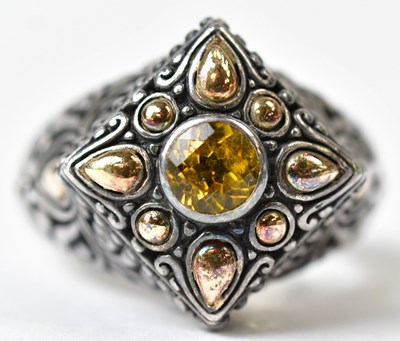 Lot 706 - SAMUEL BENHAM; a 925 silver ring set with a...