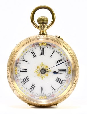 Lot 1770 - A 14ct yellow gold crown wind open face fob...