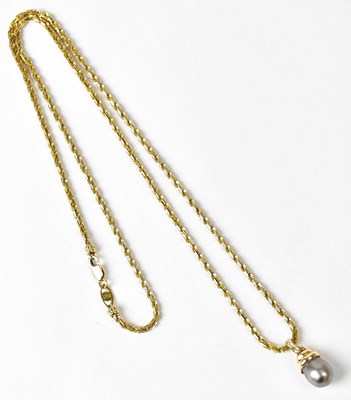 Lot 696 - A 14ct yellow gold stepped ropetwist necklace,...