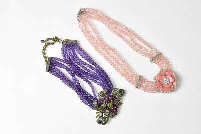 Lot 731 - A six-strand beaded crystal necklace with...
