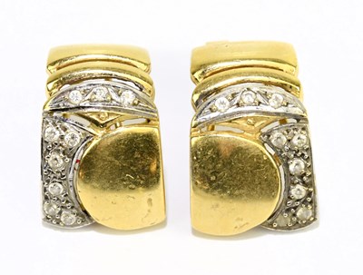 Lot 1480 - A pair of 18ct yellow gold and diamond set...