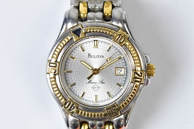 Lot 688 - BULOVA; a ladies' stainless-steel wristwatch,...