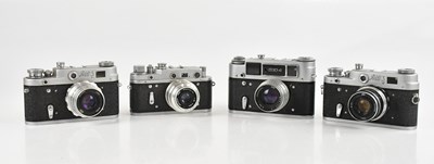 Lot 2366 - Four Russian 35mm rangefinger cameras, to...