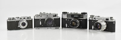 Lot 2365 - Four Russian 35mm rangefinder cameras, to...
