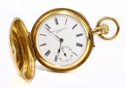 Lot 1753 - An 18ct yellow gold crown wind full Hunter fob...