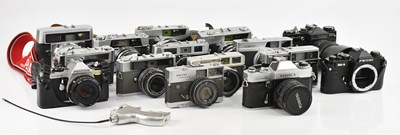 Lot 2359 - A collection of film cameras, to include a...