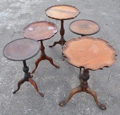 Lot 1759 - Five assorted reproduction tripod/wine tables