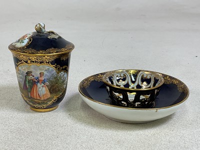 Lot 366 - MEISSEN; a 19th century trembleuse cup, saucer...