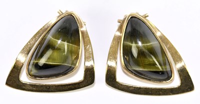 Lot 1490 - A pair of 9ct yellow gold and polished...