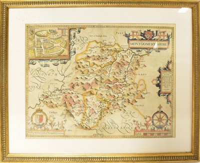 Lot 372 - A hand coloured map of Montgomery Shire, with...