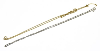 Lot 1359 - A white metal fine link chain, stamped '750',...