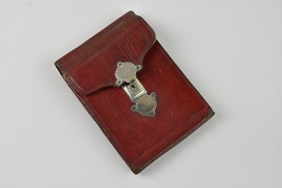 Lot 559 - A Georgian red leather and white metal mounted...