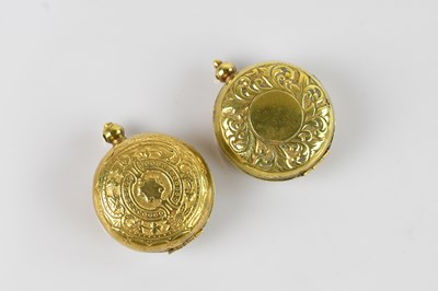 Lot 2277 - Two brass sovereign cases with embossed...