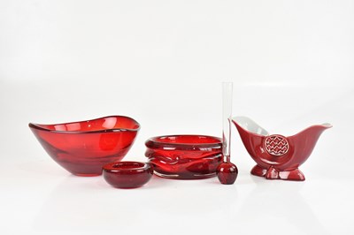 Lot 1367 - A small collection of red glass comprising of...