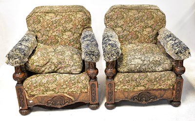 Lot 15 - A 1930s walnut three-piece suite, comprising a...