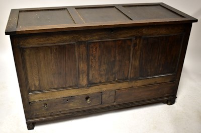Lot 28 - A Georgian mahogany mule chest with fielded...