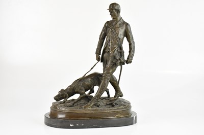 Lot 2394 - ALDO VITALEH; a bronze figure group, man and...
