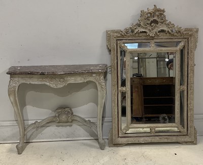 Lot 2141 - A white painted marble topped console table,...
