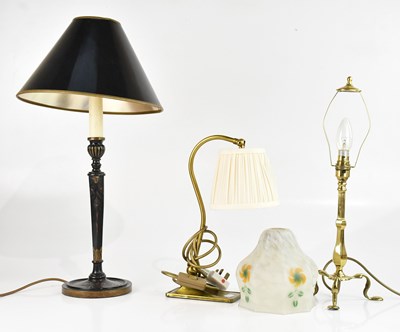 Lot 2339 - Two modern brass table lamps, together with a...