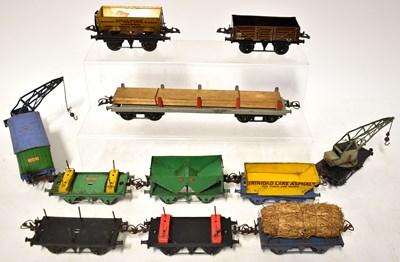 Lot 354 - HORNBY; eleven O gauge tin-plate railway...