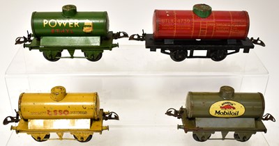 Lot 347 - HORNBY; four O gauge tin-plate wagons,...