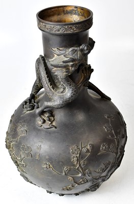 Lot 204 - A Japanese Meiji period baluster bronze vase,...