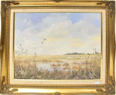 Lot 557 - STUART PARNELL; acrylic on board, 'Marshland...