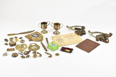 Lot 1366 - A collection of horse brasses and spurs, also...