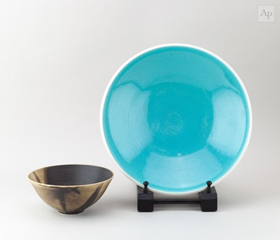 Lot 711 - WILLIAM BARNES; a porcelain dish covered in...