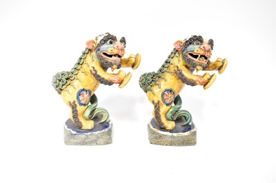 Lot 151 - Two pair of sancai glazed Dogs of Fo, one pair...