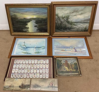 Lot 162 - Five framed pictures, to include rural and...