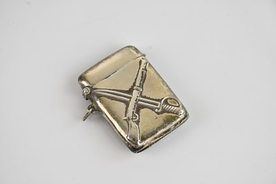 Lot 407 - A sterling silver vesta case with embossed...