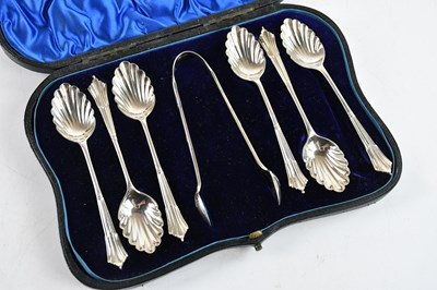 Lot 216 - A cased set of six hallmarked silver tea...