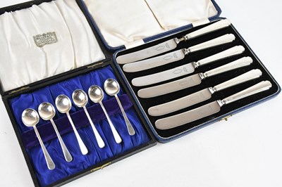 Lot 208 - A cased set of six hallmarked silver tea...